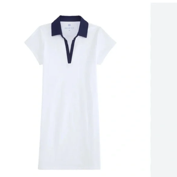 Renwick Golf Dress White Terry XL Navy Collar Women’s NWT V Neck - Picture 3 of 10